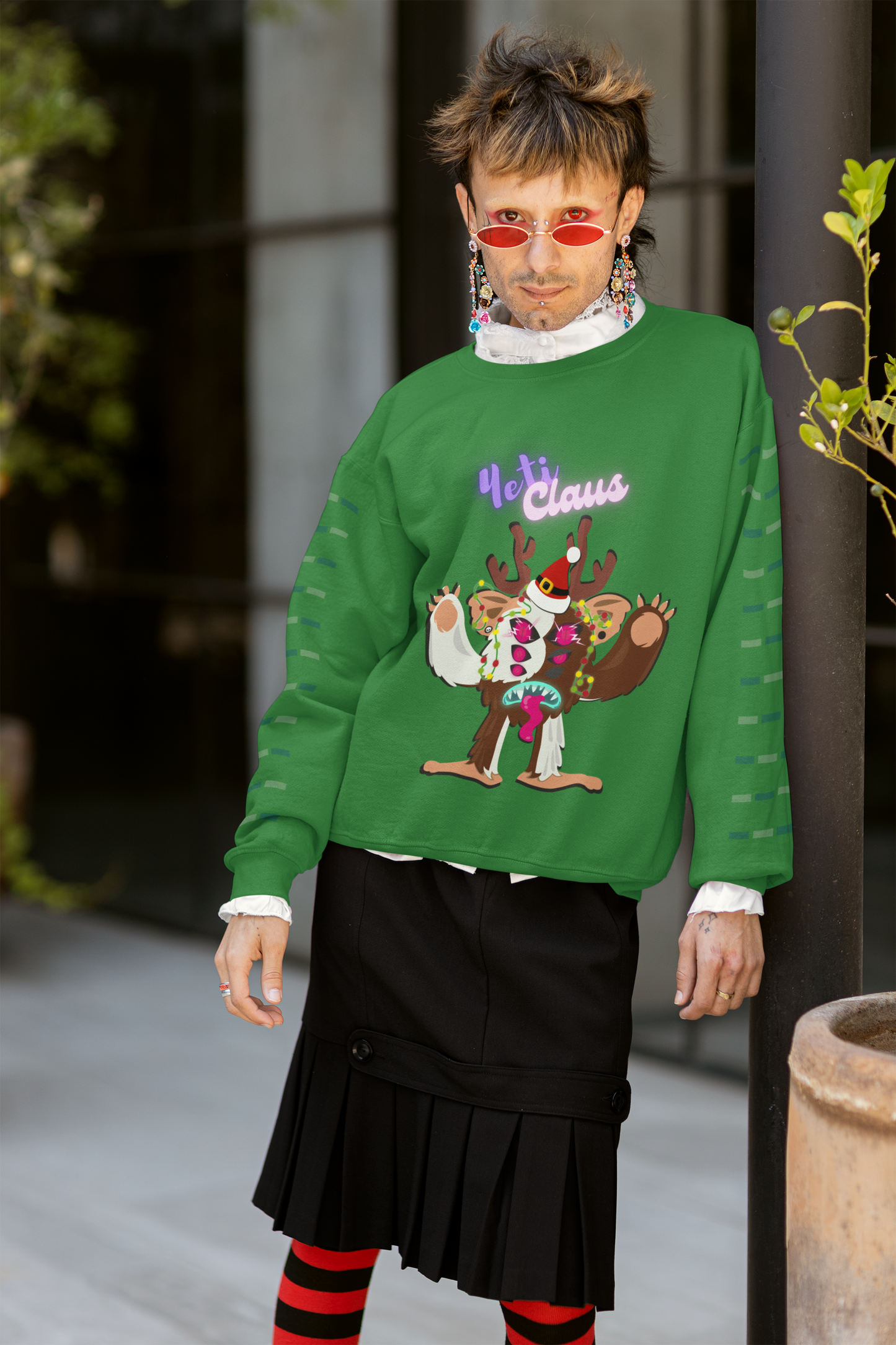 Clumsy Claus Yeti Pullover Sweatshirt - Fun & Cozy Holiday Style in Vibrant Colors