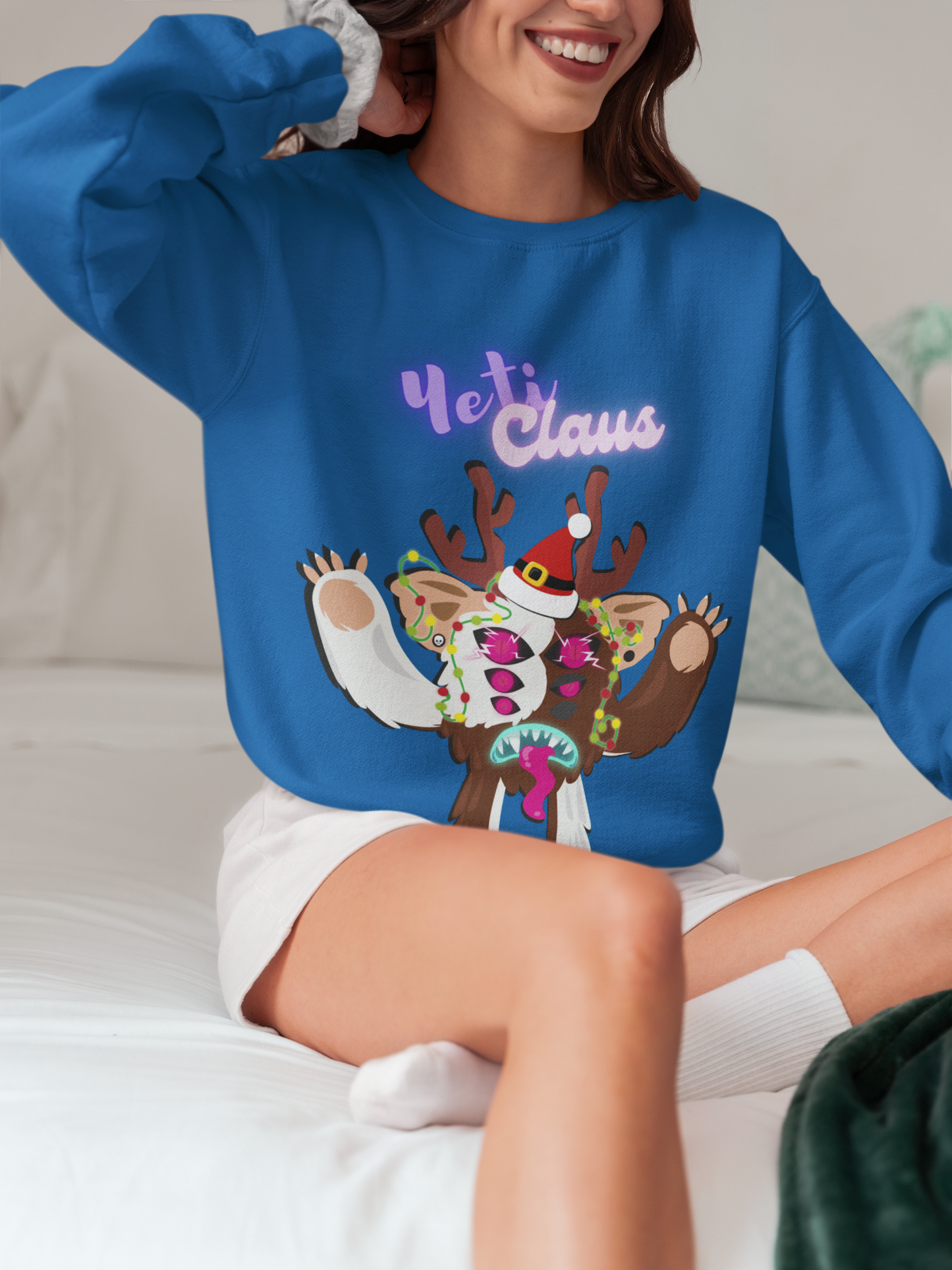 Clumsy Claus Yeti Pullover Sweatshirt - Fun & Cozy Holiday Style in Vibrant Colors