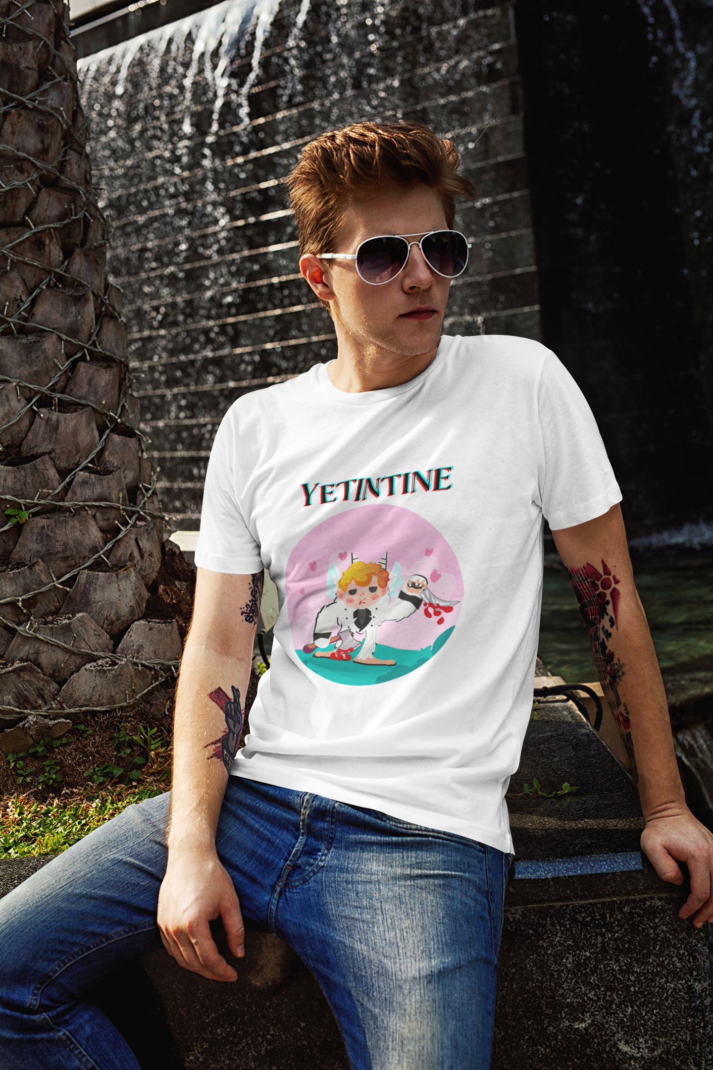 Funny YETINTINE Unisex Jersey Tee for Valentine's Day