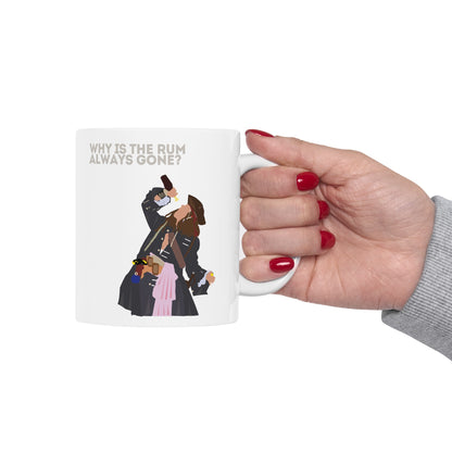 Captain Jack Sparrow 'Why Is the Rum Always Gone' White Mug