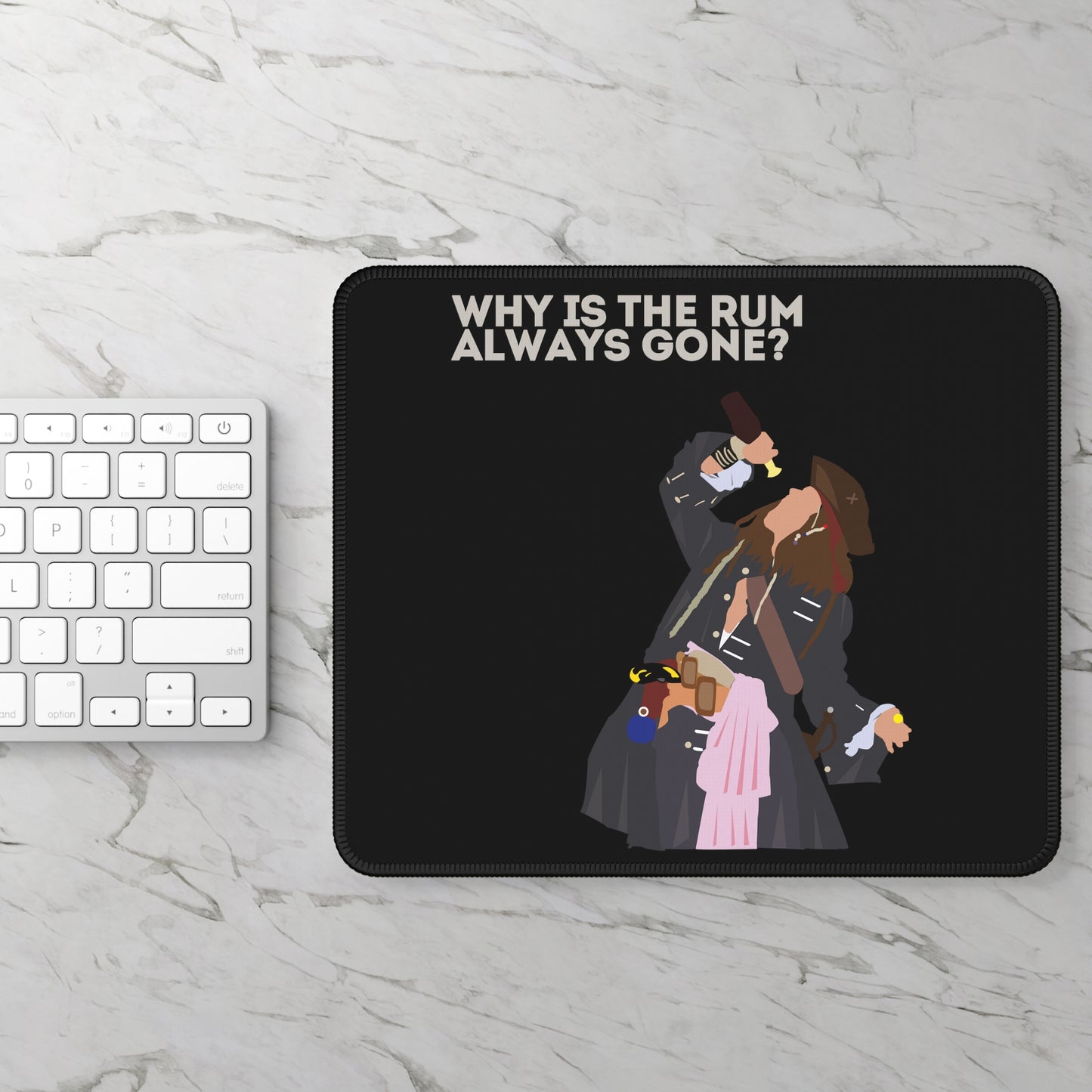 Captain Jack Sparrow 'Why Is the Rum Always Gone' Gaming Mouse Pad