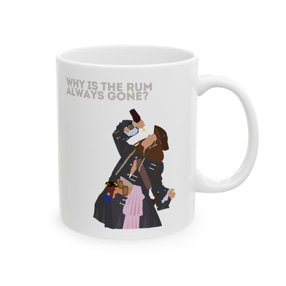 Captain Jack Sparrow 'Why Is the Rum Always Gone' White Mug